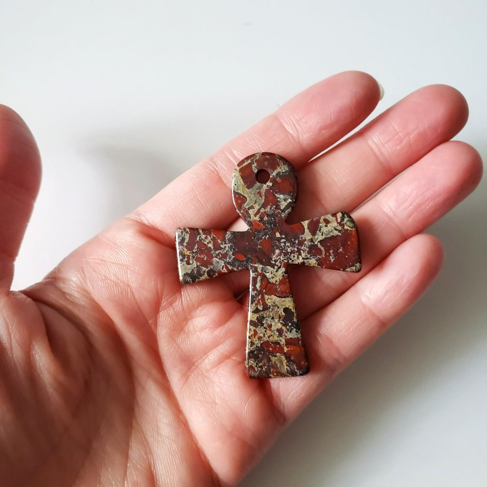 Natural Stone Cross Pendant